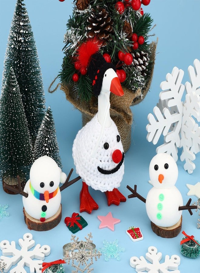 Sinbana Snowman Desk Goose Outfit Set, Wool Hat and Clothing Goose Costume Winter Christmas Decoration for Xmas Home Office Fun Desk Decor - Image 3